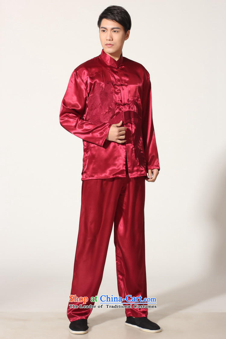 Shanghai, optimization options for older men's Tang Dynasty Chinese silk embroidered improved collar Chinese dragon tai chi services for larger men's kung fu kit M0013 wine red M recommendations 100-120 catty picture, prices, brand platters! The elections are supplied in the national character of distribution, so action, buy now enjoy more preferential! As soon as possible.