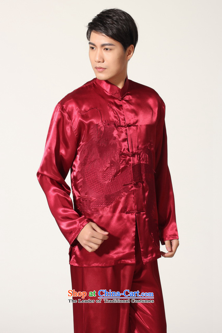 Shanghai, optimization options for older men's Tang Dynasty Chinese silk embroidered improved collar Chinese dragon tai chi services for larger men's kung fu kit M0013 wine red M recommendations 100-120 catty picture, prices, brand platters! The elections are supplied in the national character of distribution, so action, buy now enjoy more preferential! As soon as possible.