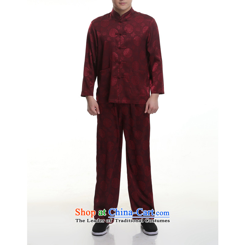 Kanaguri mouse new summer men Tang Kit blouses of older persons in the Tang dynasty men's short-sleeve kit for larger wine red 195/4XL, kanaguri mouse (JINLISHU) , , , shopping on the Internet