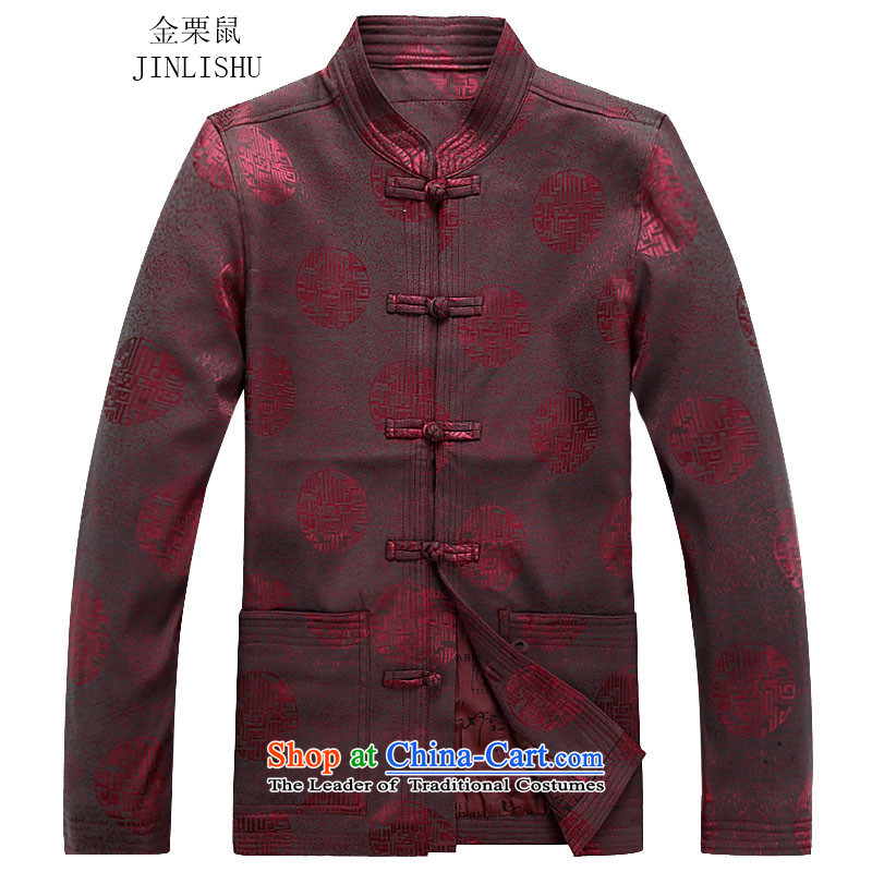 Kanaguri Mouse middle-aged men Tang dynasty long-sleeved autumn and winter new Tang Dynasty Package Grandpa Red Kit  , L kanaguri mouse (JINLISHU) , , , shopping on the Internet