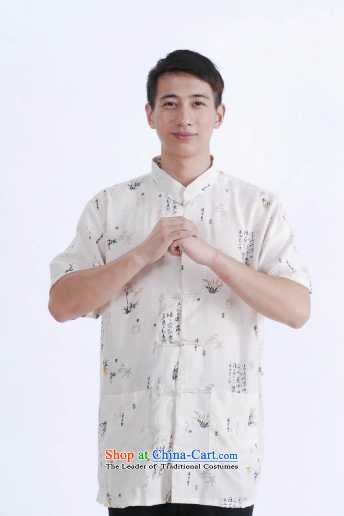 Ko Yo Overgrown Tomb Gigi Lai Man 2015 Summer cotton linen collar detained in ROM older men Tang Dynasty Short-Sleeve Men National Dress Casual Tang dynasty white L picture, prices, brand platters! The elections are supplied in the national character of distribution, so action, buy now enjoy more preferential! As soon as possible.