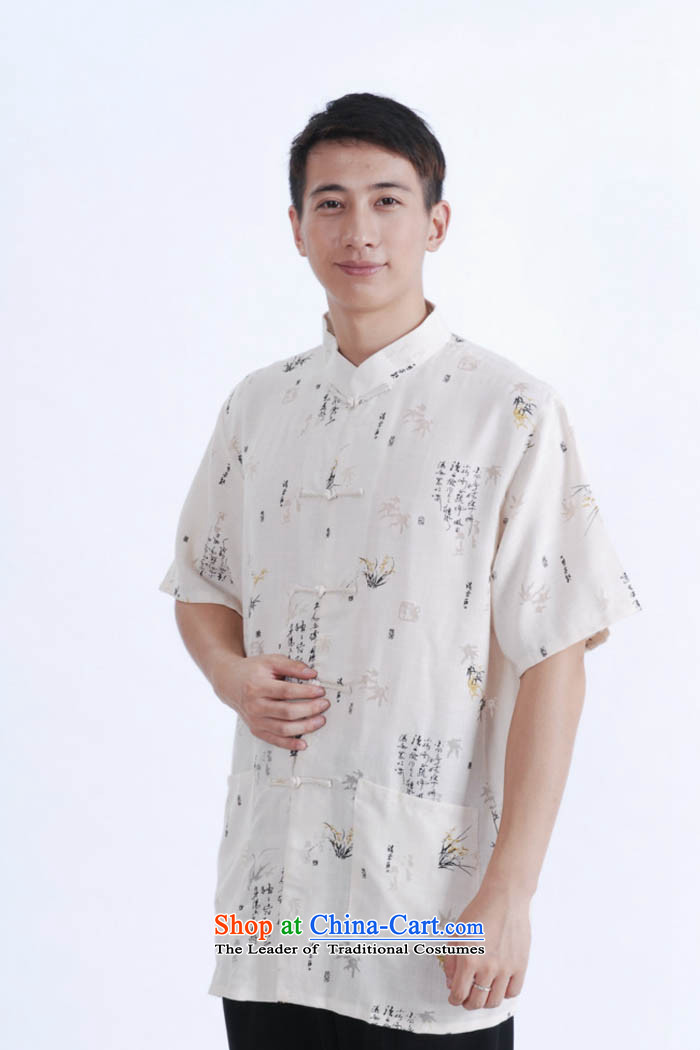 Ko Yo Overgrown Tomb Gigi Lai Man 2015 Summer cotton linen collar detained in ROM older men Tang Dynasty Short-Sleeve Men National Dress Casual Tang dynasty white L picture, prices, brand platters! The elections are supplied in the national character of distribution, so action, buy now enjoy more preferential! As soon as possible.