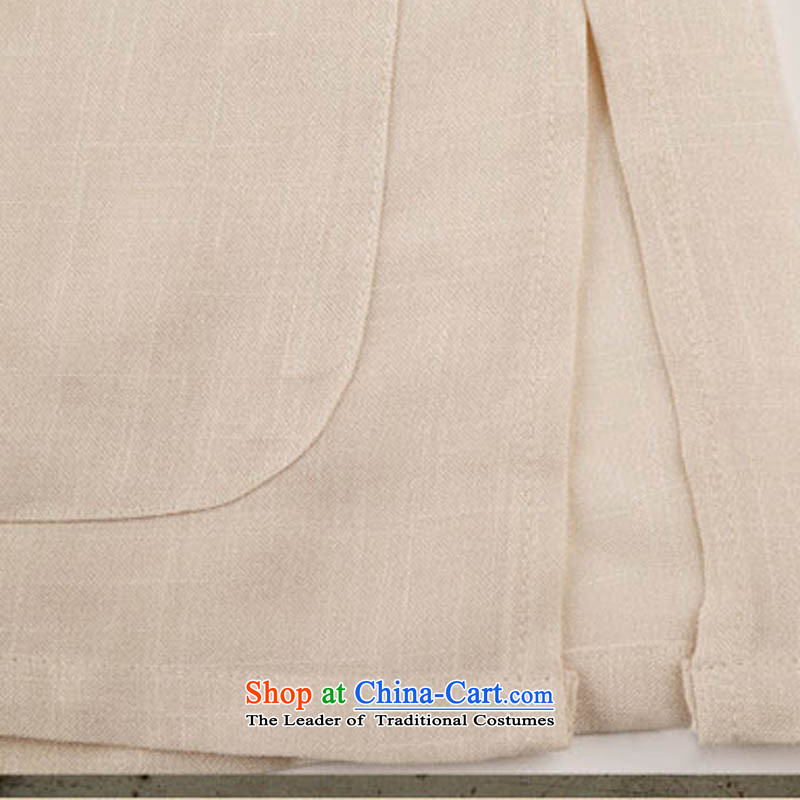 Summer genuine China wind men solid color linen short sleeve packaged in older men summer Chinese collar half sleeve male Tang Dynasty National wind up the clip fine linen package M/170, m yellow line (gesaxing Bosnia and thre) , , , shopping on the Inter