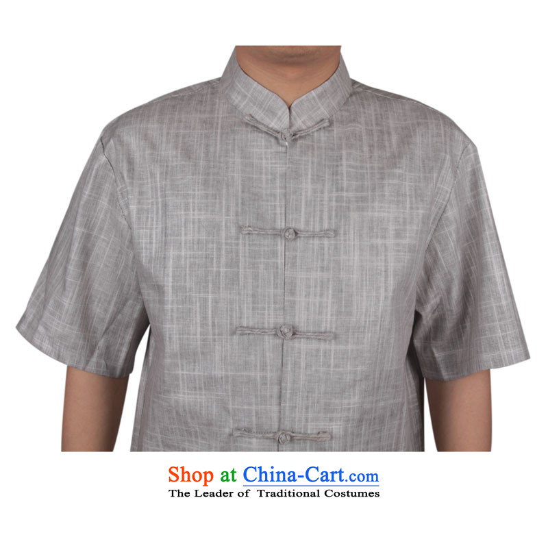 Bosnia and the new) thre older men Tang Dynasty Summer Chinese cotton linen short-sleeved blouses Tang men linen blacklead Tang Dynasty Han-men and light gray line thre XXXL/190, Bosnia and gesaxing) , , , shopping on the Internet