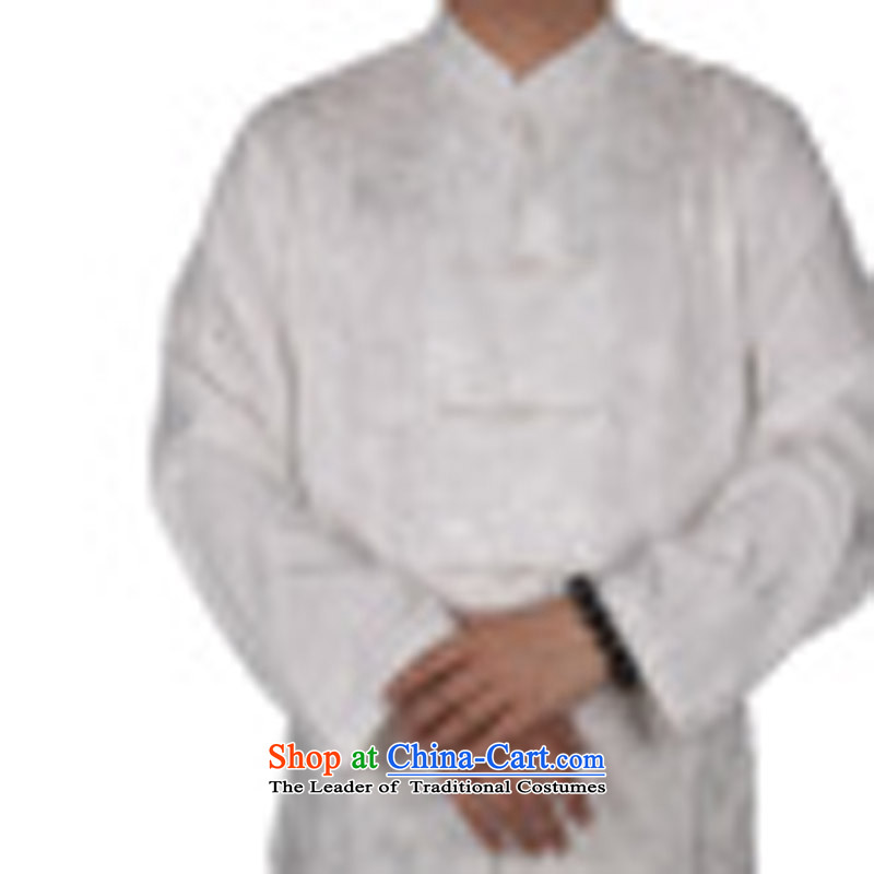 China wind men Tang Dynasty Package for long-sleeved dragons older men's kung fu shirt summer men long-sleeved Tang Gown of ethnic Bruce long-sleeved white L/175, kit and thre line (gesaxing) , , , shopping on the Internet