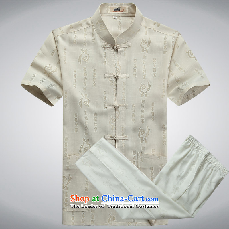  The summer and autumn of 2015, concentric-hi high-end men Tang Dynasty is smart casual cotton linen short-sleeve kit White XXL