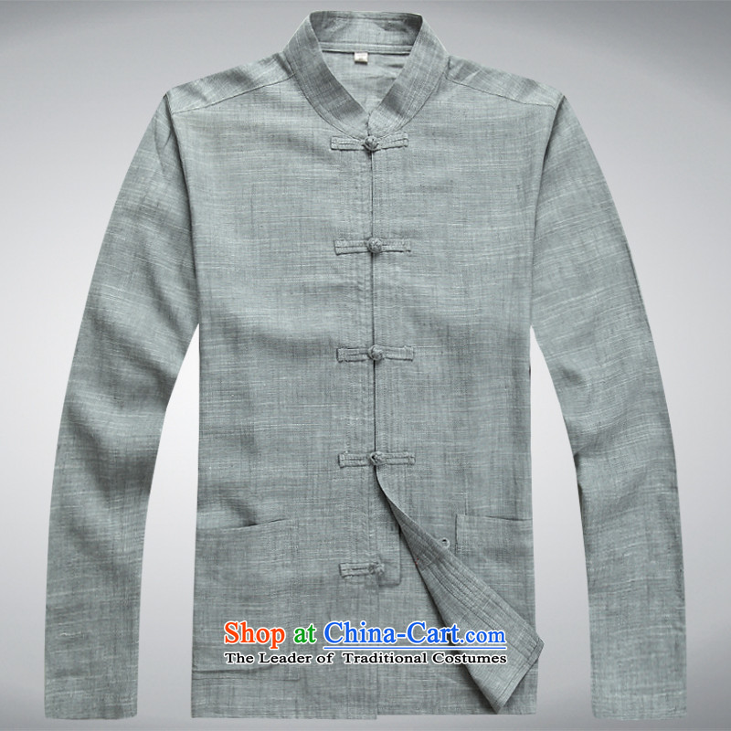 Hei concentric autumn and winter new products long-sleeved Kit Tang Dynasty Chinese male smart casual Tang Dynasty Package linen washable Tang Dynasty set of slate includes pants , Hei concentric , , , shopping on the Internet