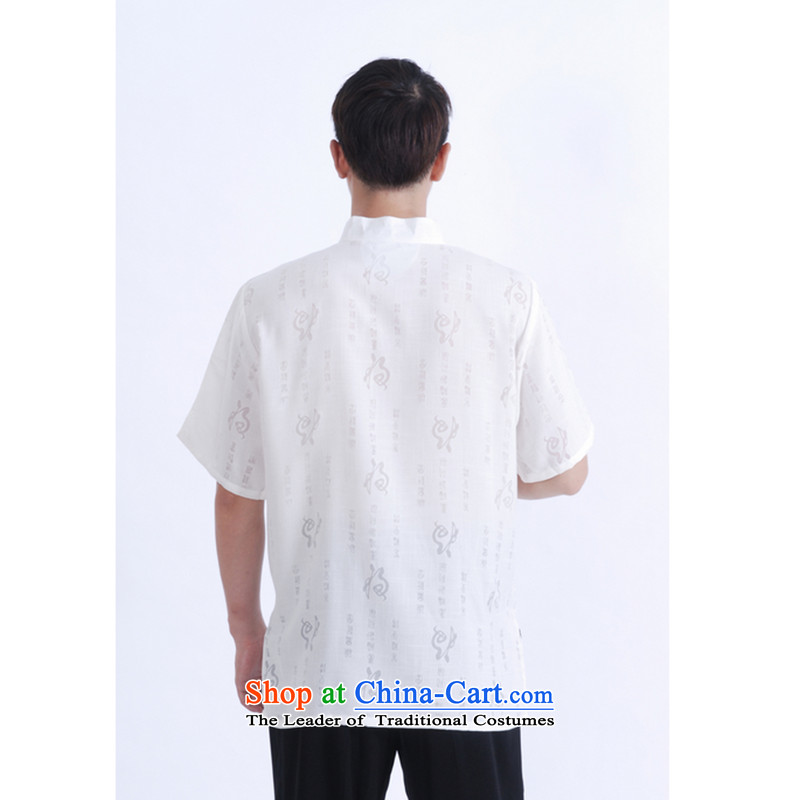It 2014 Summer new stylish simplicity of Tang Dynasty Mock-neck tray clip short-sleeved shirt M0020 Ma Tei 20 White XL, floral shopping on the Internet has been pressed.