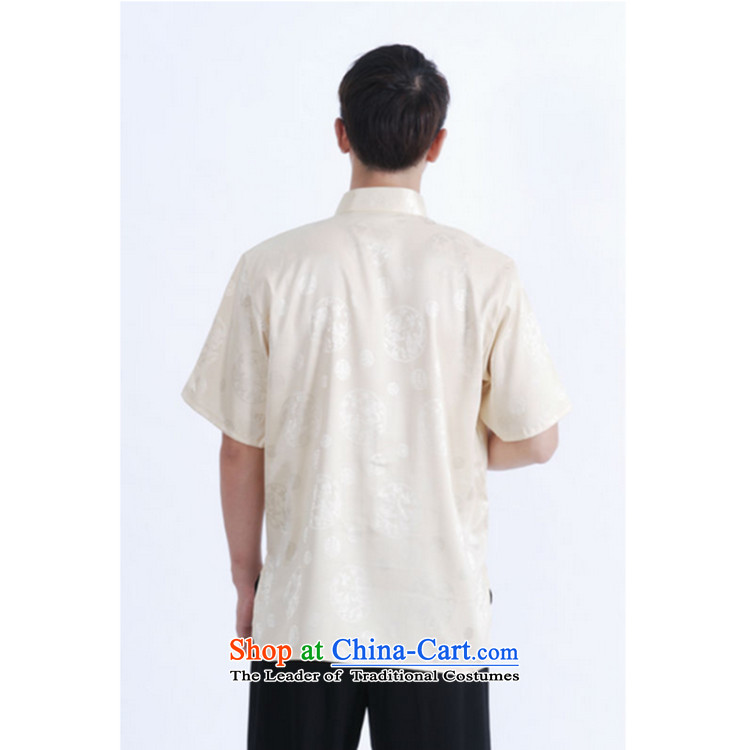 It new summer 2014 Men's Mock-Neck Tang dynasty disc detained Men's Shirt stylish pocket 9 has the short-sleeved shirt, beige XXXL 17 pictures, prices, brand platters! The elections are supplied in the national character of distribution, so action, buy now enjoy more preferential! As soon as possible.