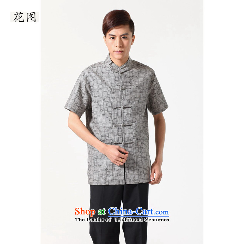 It is a stylish new 2014 elderly father of men with Tang Dynasty men cotton linen collar tray clip retro shirt XXXL -A