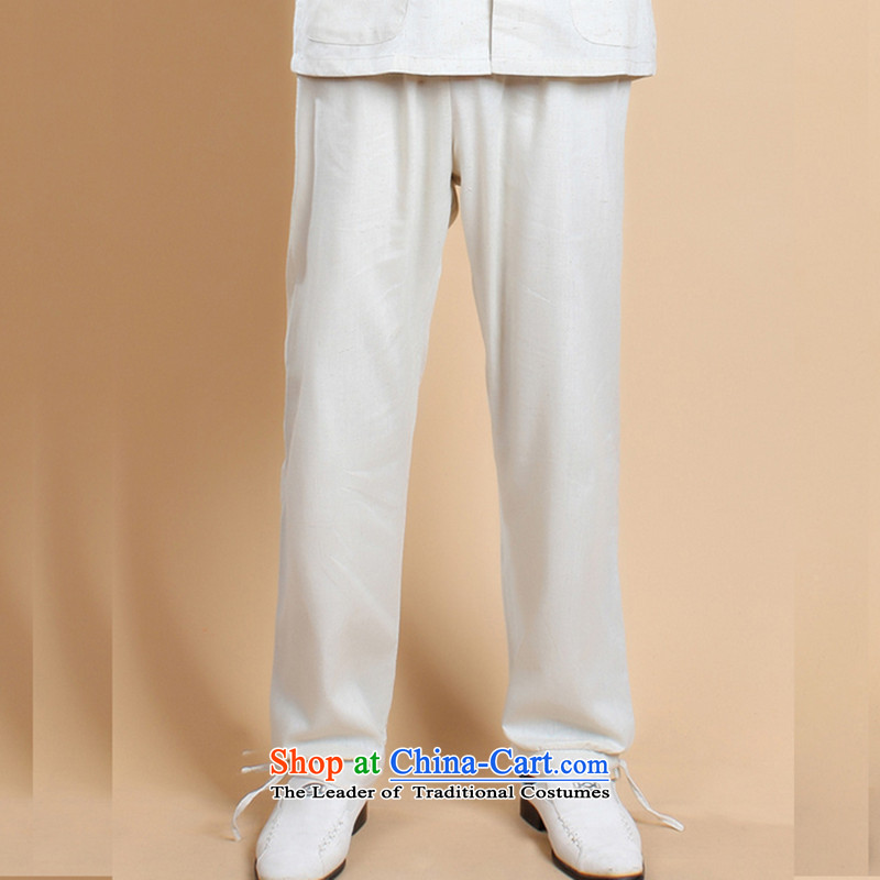 It 2014 Summer new stylish in older men with father ma pure color retro Tang Dynasty Trunkhose - 3 white flowers, L, Figure , , , shopping on the Internet