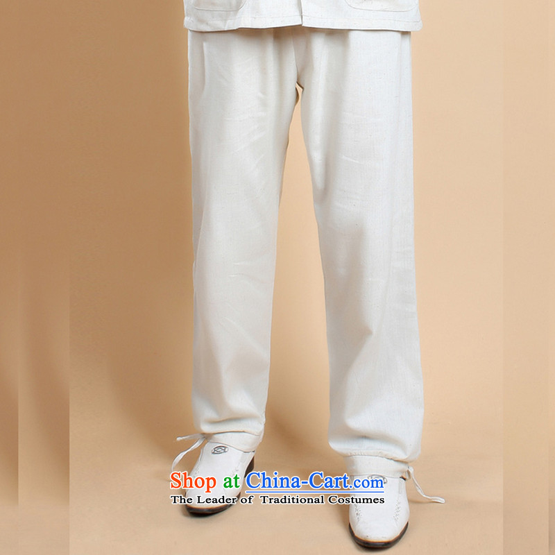 It 2014 Summer new stylish in older men with father ma pure color retro Tang Dynasty Trunkhose - 3 white flowers, L, Figure , , , shopping on the Internet