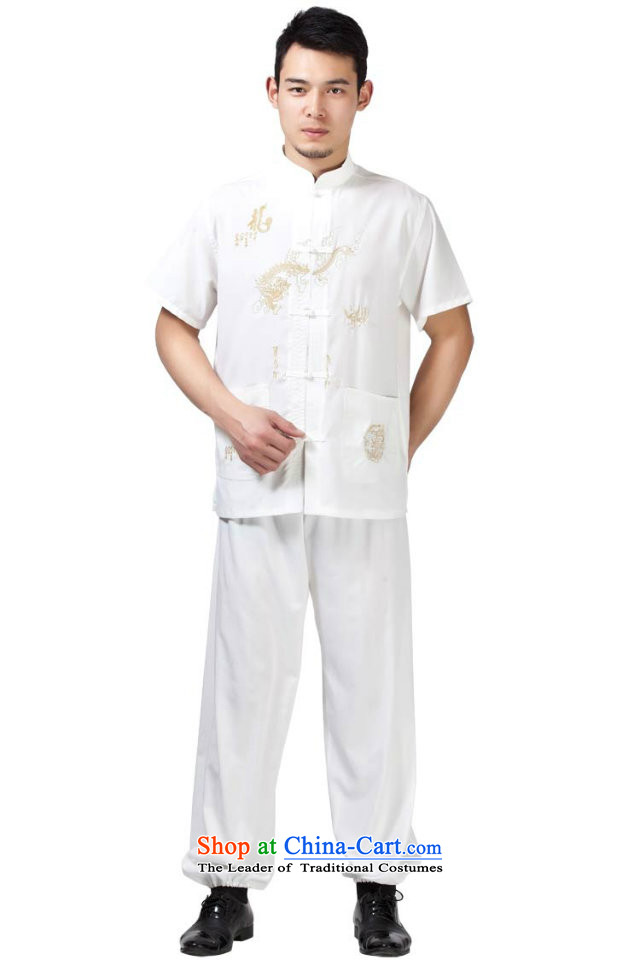 Charlene Choi this pavilion elderly men of ethnic Tang dynasty short-sleeve kit collar disc detained embroidered dragon loaded father jogs kung fu clothing - Cotton Tai Lung white short-sleeved 42 pictures, prices, brand platters! The elections are supplied in the national character of distribution, so action, buy now enjoy more preferential! As soon as possible.