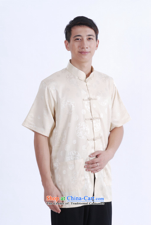 To Jing Ge older men summer Tang Dynasty Chinese women had improved the Tang dynasty short men's large short-sleeved men beige L picture, prices, brand platters! The elections are supplied in the national character of distribution, so action, buy now enjoy more preferential! As soon as possible.