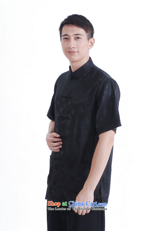 To Jing Ge older men summer Tang Dynasty Chinese Tang dynasty improved men's large short-sleeved black XL pictures of men, prices, brand platters! The elections are supplied in the national character of distribution, so action, buy now enjoy more preferential! As soon as possible.