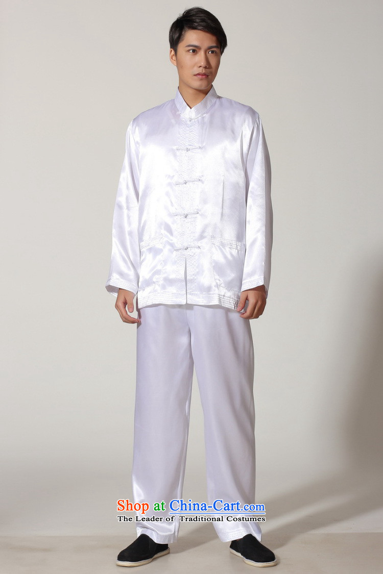 To Jing Ge older men summer Tang dynasty collar silk men long-sleeved kit for larger men's kung fu kit M3013 white L picture, prices, brand platters! The elections are supplied in the national character of distribution, so action, buy now enjoy more preferential! As soon as possible.
