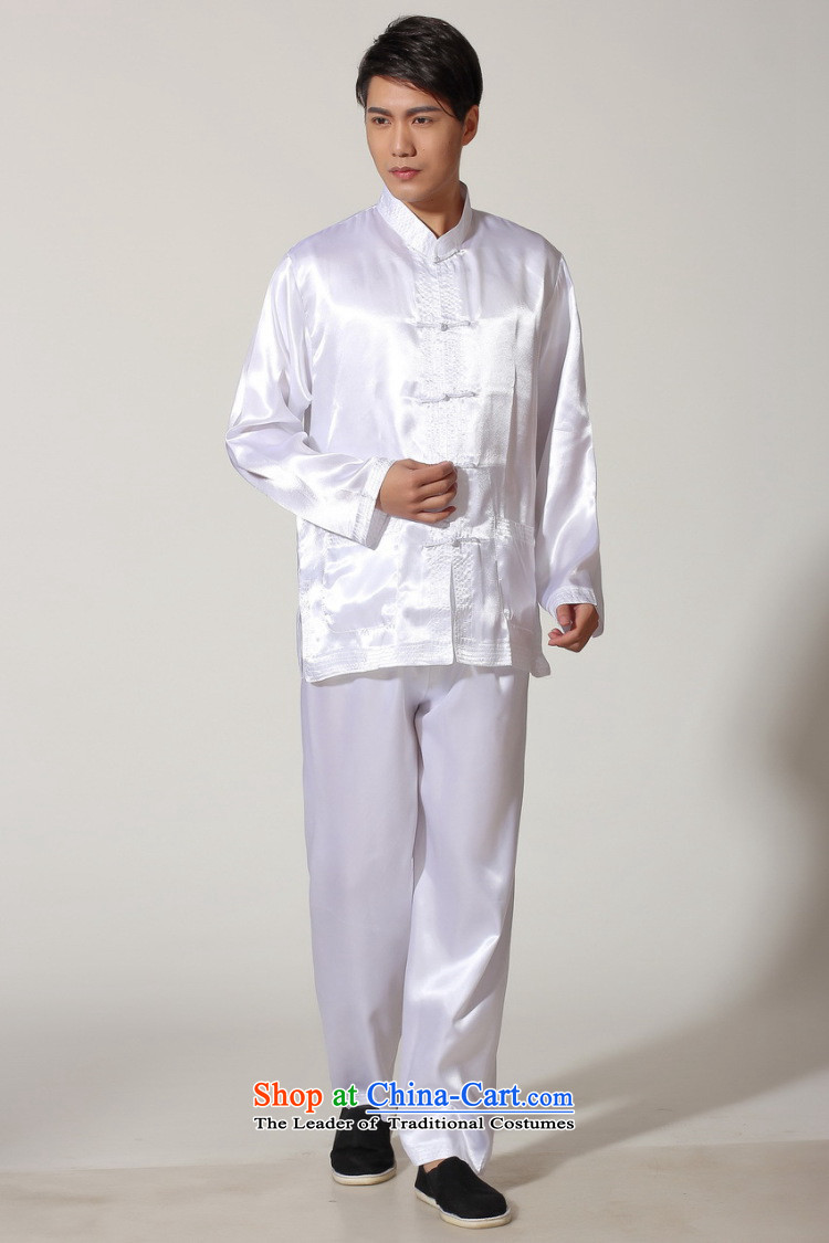 To Jing Ge older men summer Tang dynasty collar silk men long-sleeved kit for larger men's kung fu kit M3013 white L picture, prices, brand platters! The elections are supplied in the national character of distribution, so action, buy now enjoy more preferential! As soon as possible.