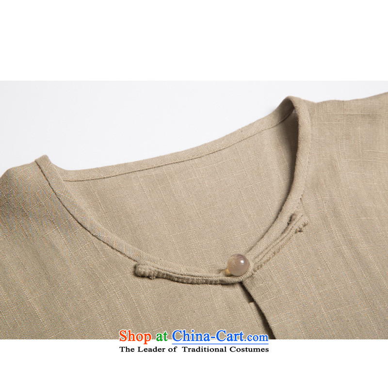New F1602 of older persons in the summer men short-sleeved no collar cuff-shoulder larger cotton linen flax men's Tang Dynasty Han-the green line and thre XXL/185, gesaxing) , , , shopping on the Internet