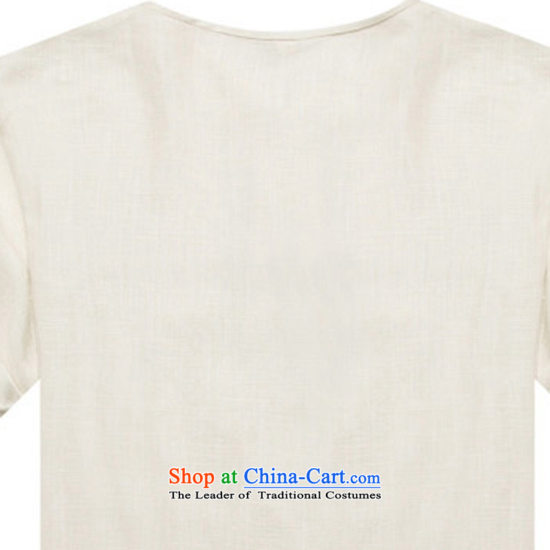 The elderly in the summer men Chinese-shoulder even cuff cotton linen short-sleeved elderly men linen summer Han-men short-sleeve kit and Tang dynasty cotton linen white XXL/185, thre line (gesaxing and Tobago) , , , shopping on the Internet