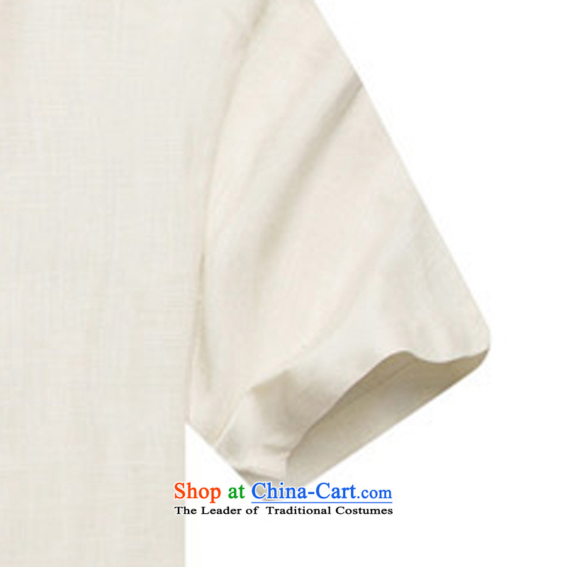 The elderly in the summer men Chinese-shoulder even cuff cotton linen short-sleeved elderly men linen summer Han-men short-sleeve kit and Tang dynasty cotton linen white XXL/185, thre line (gesaxing and Tobago) , , , shopping on the Internet