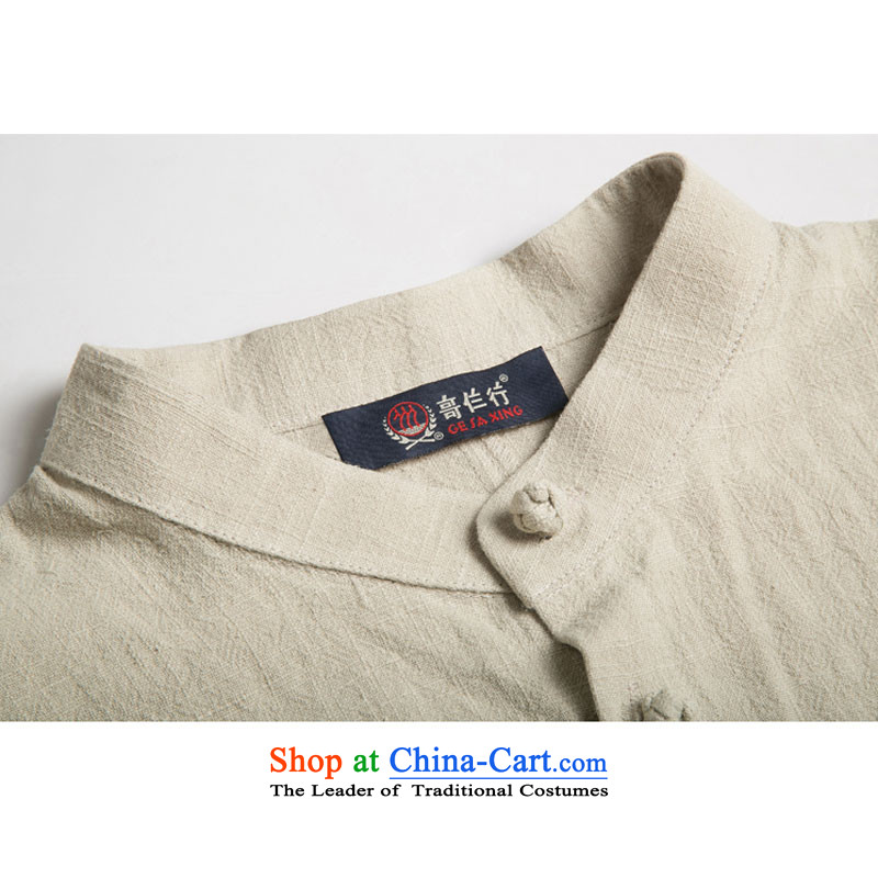 New upscale ramie F1601 short-sleeved Tang dynasty male taxi short-sleeved T-shirt Chinese national assembly mounted on high standards of comfort and Han-khaki M/170, thre line (gesaxing and Tobago) , , , shopping on the Internet