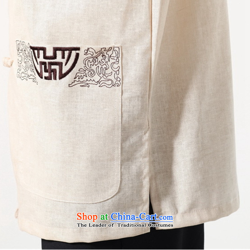 In accordance with the Love l 2015 Summer trendy new products. The elderly father loaded collar stamp short-sleeved shirt Lgd/m0051# Tang dynasty beige XL, in accordance with the Love l , , , shopping on the Internet
