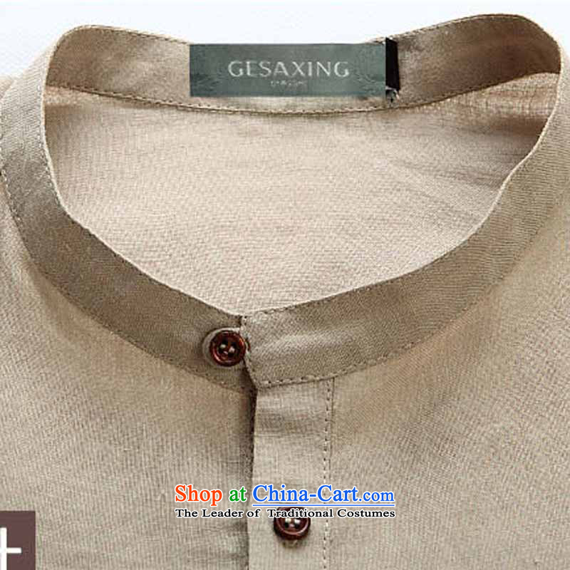  Long-sleeved Tang Dynasty in spring and autumn T6008 new products in Spring and Autumn Chinese boxed ramie linen trend men shirt men long-sleeved shirt green L/175, China wind and thre line (gesaxing) , , , shopping on the Internet