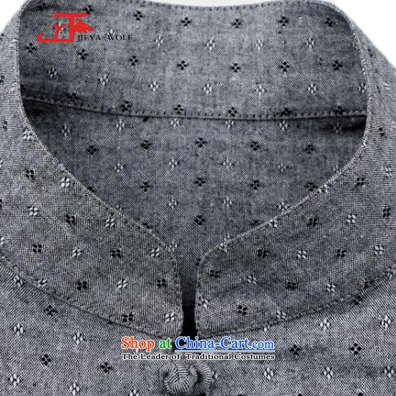 - Wolf JIEYA-WOLF, Tang dynasty men's spring and autumn long sleeved shirt men Tang Dynasty Stylish spring pure cotton stars of gray 180/XL,JIEYA-WOLF,,, shopping on the Internet