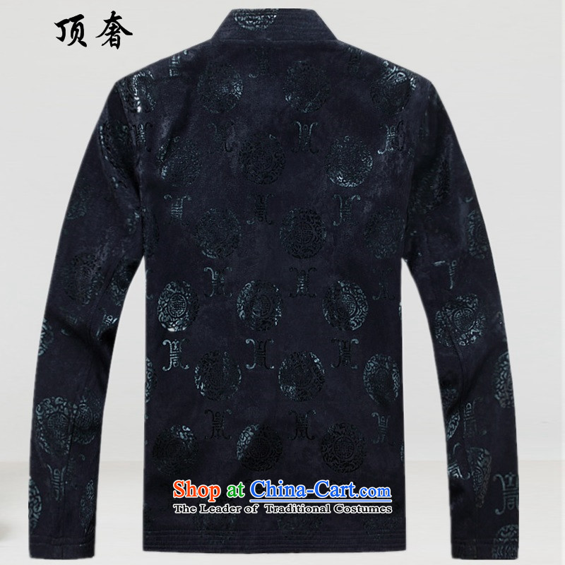 Top Luxury Tang dynasty male long-sleeved autumn and winter, China wind-buttoned, long-sleeved Tang Dynasty National wind up my father that have been detained life jackets father red hand Tray Charge XL/175, blue top luxury shopping on the Internet has be