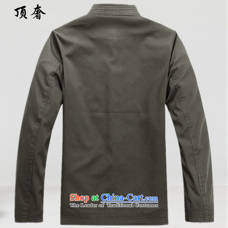 Top Luxury spring and autumn 2015 new) older men long-sleeved jacket father of middle-aged people in spring and autumn Tang dynasty jacket coat sand washing cotton S/165, pale green top luxury shopping on the Internet has been pressed.