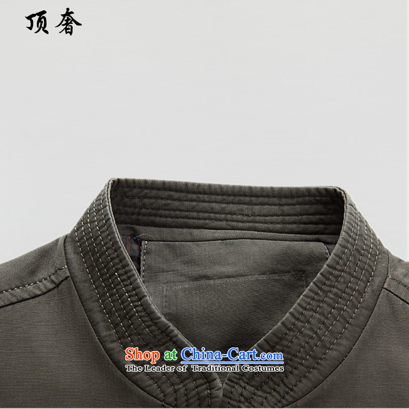 Top Luxury men in Tang Dynasty Chinese top service older birthday autumn and winter, to intensify the thick coat long-sleeve sweater with father gray long-sleeved green L/175, top luxury shopping on the Internet has been pressed.