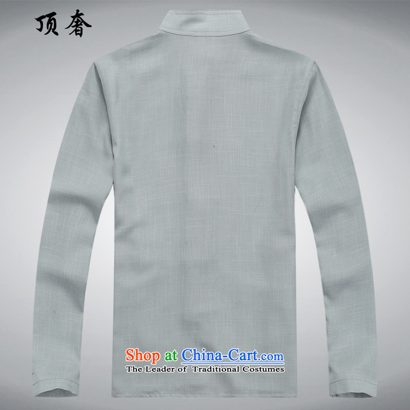 Top Luxury Tang Dynasty Package long-sleeved 2015. Older Kit linen Tang dynasty men Tang Dynasty Package for older kit kit and a long-sleeved gray suit XXL/185, top luxury shopping on the Internet has been pressed.