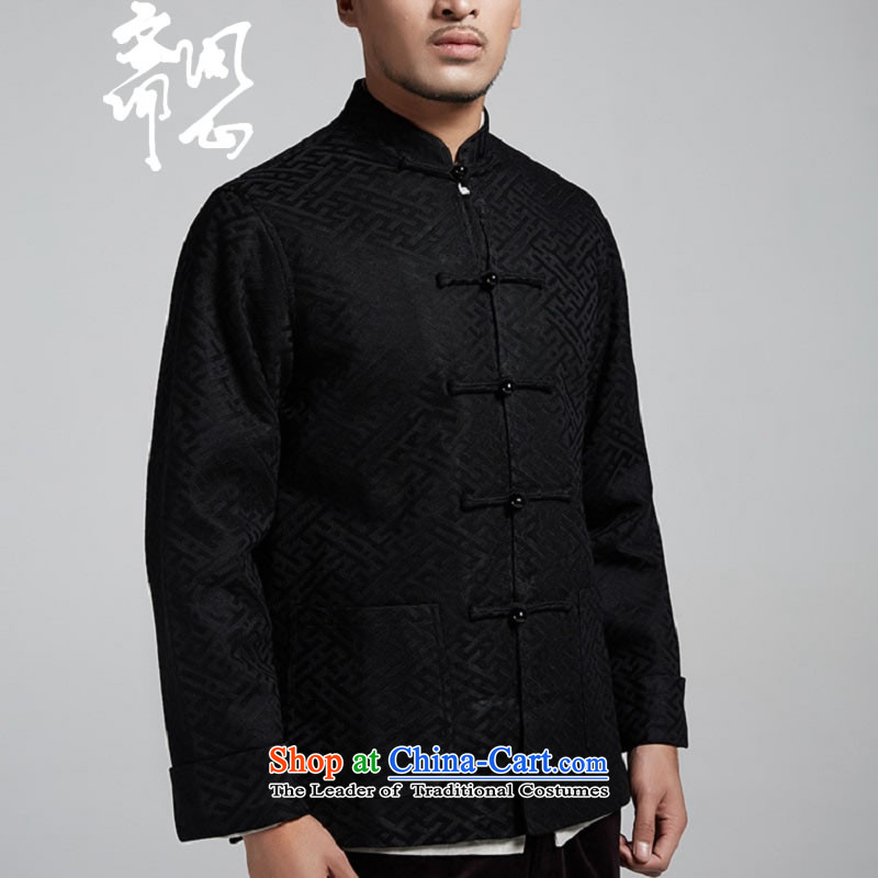 Q Shinsaibashi represented a health (men's new Chinese Disc winter detained collar jacket silk shirt WXZ1561 Jacquard Black XL 170/92, q heart of Ramadan , , , shopping on the Internet