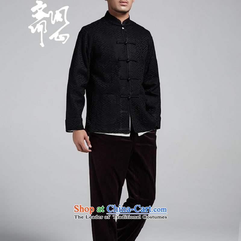 Q Shinsaibashi represented a health (men's new Chinese Disc winter detained collar jacket silk shirt WXZ1561 Jacquard Black XL 170/92, q heart of Ramadan , , , shopping on the Internet