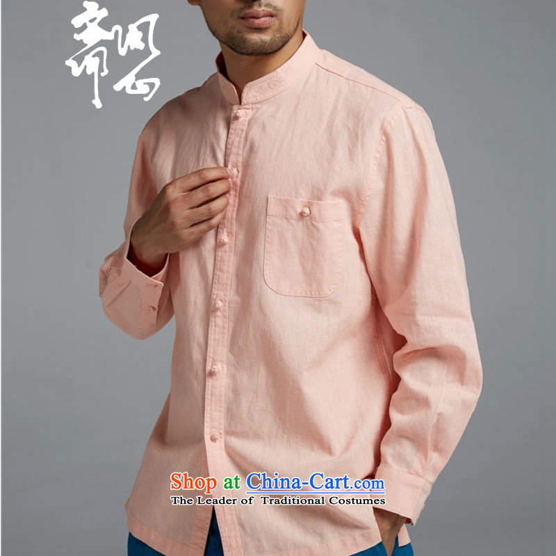 Q Shinsaibashi represented a health (men's spring new cotton linen Chinese long sleeved shirt Mock-Neck Shirt WXZ1552 embroidery pink XL, ask Shinsaibashi represented shopping on the Internet has been pressed.