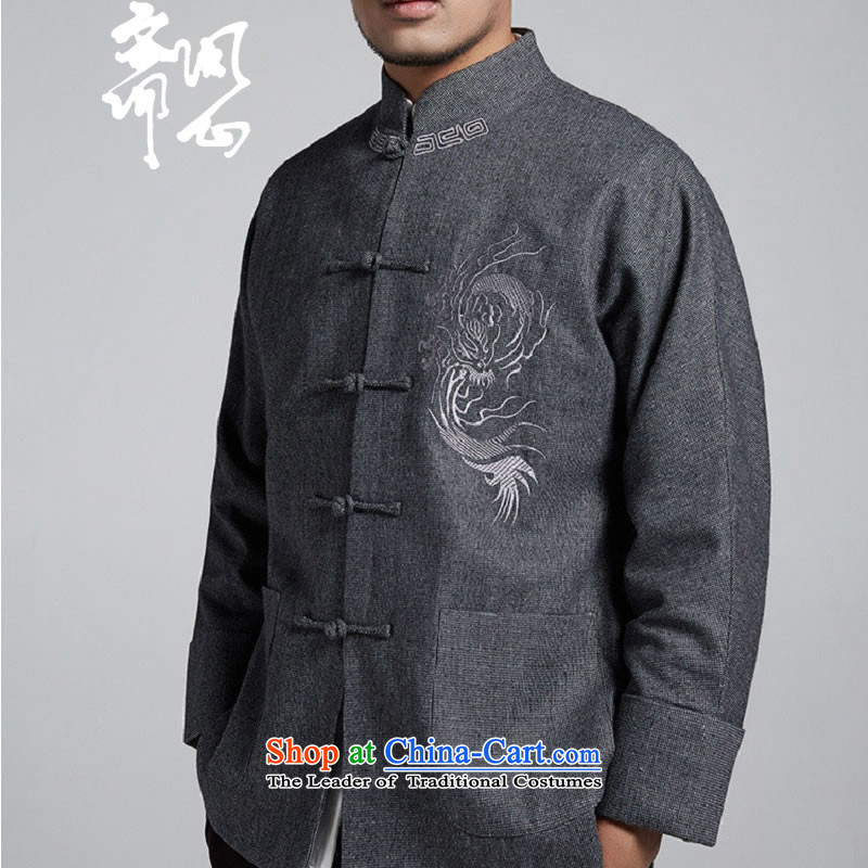 Q Shinsaibashi represented a health (men of autumn and winter new products even shoulder XL Chinese gross? sleeved shirt WXZ1551 embroidery Turn Light Gray Single Yi L 165/88, q heart of Ramadan , , , shopping on the Internet