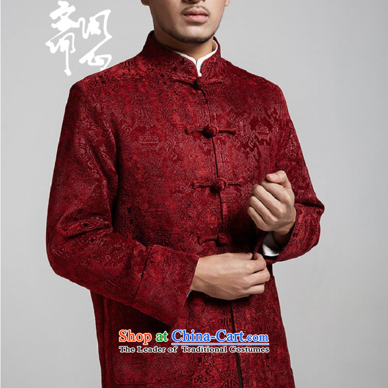 Q Shinsaibashi represented a health _men of autumn and winter new Chinese jacquard shirt China Wind Jacket WXZ1503 XXXL 185_104 Wine red