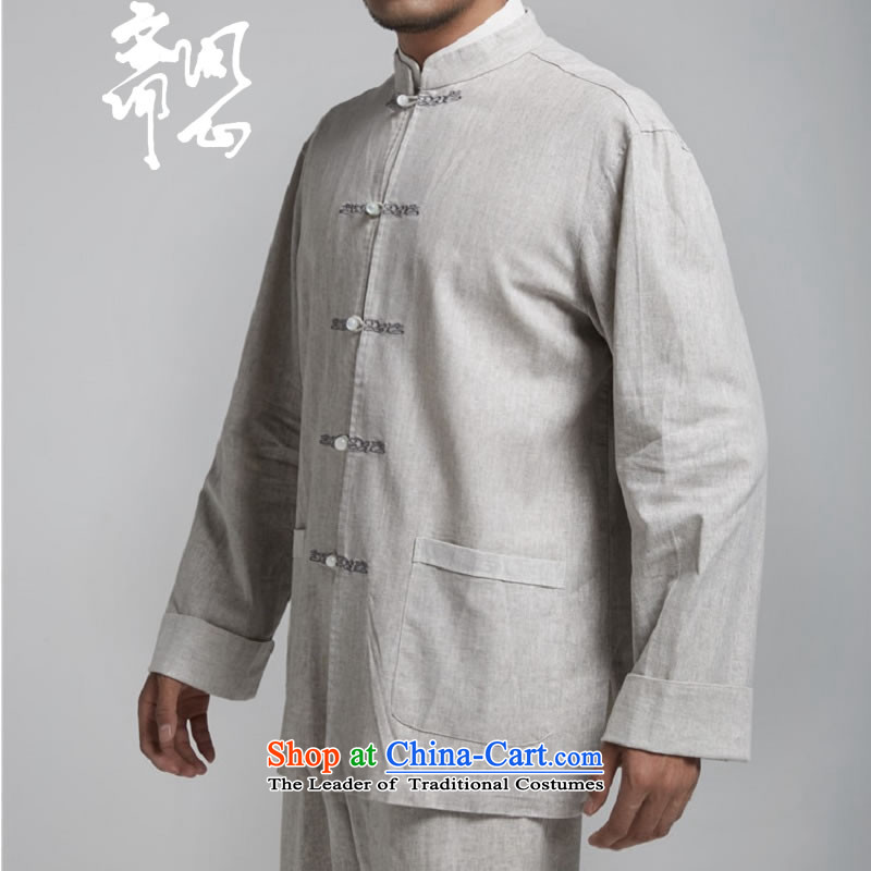 Q Shinsaibashi represented a health (men's Spring New China wind up the clip linen Chinese tunic embroidery Tang dynasty WXZ1494 light gray XL 175/96, q heart of Ramadan , , , shopping on the Internet