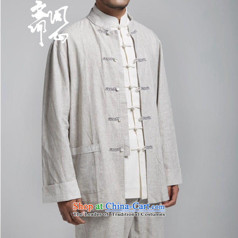 Q Shinsaibashi represented a health (men's Spring New China wind up the clip linen Chinese tunic embroidery Tang dynasty WXZ1494 light gray XL 175/96, q heart of Ramadan , , , shopping on the Internet