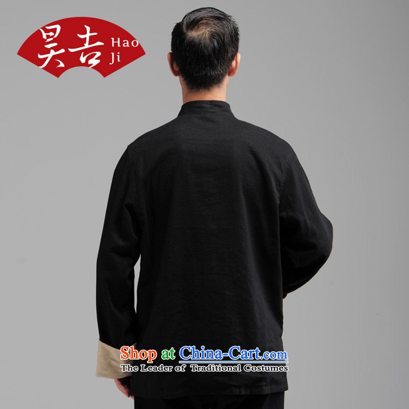 Ho Chi reversible fall inside the old folk weave in older men cotton linen long-sleeved Tang Gown of older persons detained jacket coat disk Black XL, Ho Chi , , , shopping on the Internet
