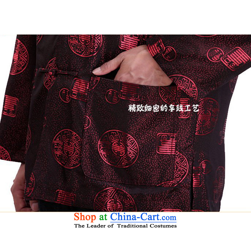 Thre line of autumn and winter and new fu shou in Tang Dynasty Older long-sleeved top Chinese Men's Mock-Neck blouses national service men Tang hand-buttoned, red winter) thre Bosnia and lines (XL/180, gesaxing) , , , shopping on the Internet