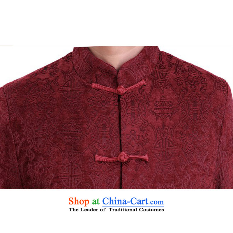 Bosnia and the elderly in the line thre Tang dynasty men loaded spring and autumn men's long-sleeved cotton Tang Dynasty Chinese red color coats of ethnic Chinese collar Tang blouses F1339 M/170, Red Line (gesaxing Bosnia and thre) , , , shopping on the I