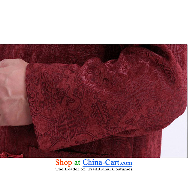 Bosnia and the elderly in the line thre Tang dynasty men loaded spring and autumn men's long-sleeved cotton Tang Dynasty Chinese red color coats of ethnic Chinese collar Tang blouses F1339 M/170, Red Line (gesaxing Bosnia and thre) , , , shopping on the I