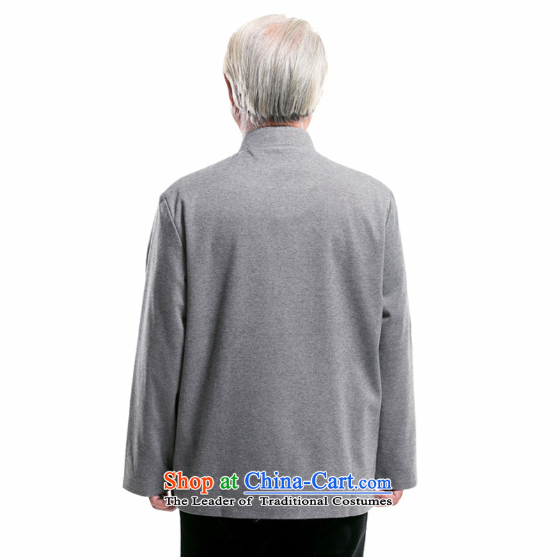 Thre line of ethnic Bosnia and embroidery collar long-sleeved Chinese dragon men in Spring and Autumn Chinese upscale jacket Tang dynasty older  XL/180, gray pixel cybershot thre line (gesaxing and Tobago) , , , shopping on the Internet