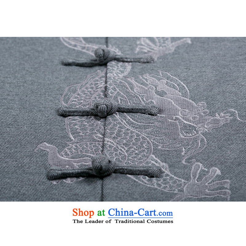 Thre line of ethnic Bosnia and embroidery collar long-sleeved Chinese dragon men in Spring and Autumn Chinese upscale jacket Tang dynasty older  XL/180, gray pixel cybershot thre line (gesaxing and Tobago) , , , shopping on the Internet