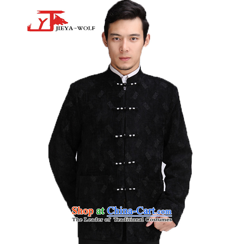 Tang Dynasty new JIEYA-WOLF2015 Long-sleeve men Tang jackets jacket male Tang dynasty autumn and winter thin cotton black 165/S,JIEYA-WOLF,,, shopping on the Internet