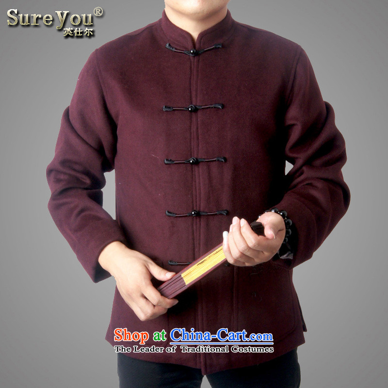 Sureyou men fall and winter leisure in Tang Dynasty long-sleeved jacket older Chinese Tang dynasty wool collar Tang dynasty detained five national services promotion of tea-color 170, 77 16-ying (sureyou) , , , shopping on the Internet