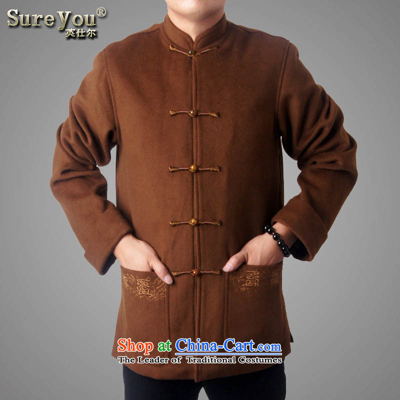 Sureyou men fall and winter leisure in Tang Dynasty long-sleeved jacket older Chinese Tang dynasty wool collar Tang dynasty detained five national services promotion of tea-color 170, 77 16-ying (sureyou) , , , shopping on the Internet