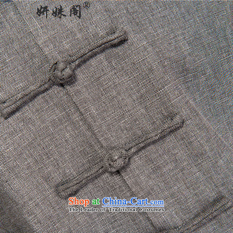 Charlene Choi this cabinet reshuffle is older men fall cotton linen Tang dynasty long-sleeved fall inside men cotton linen Tang long-sleeved shirt with old folk weave cotton linen clothes - Old folk weave long-sleeved light gray 2XL, Charlene Choi in The