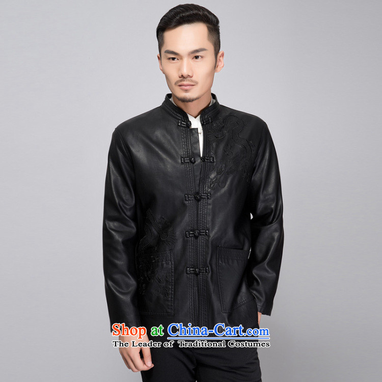 Charlene Choi this cabinet reshuffle is older men Fall/Winter Collections washable leather warm coat embroidered dragon Windproof Jacket in long xl father shirt relaxd fit cotton XL Photo Black, prices, brand platters! The elections are supplied in the national character of distribution, so action, buy now enjoy more preferential! As soon as possible.